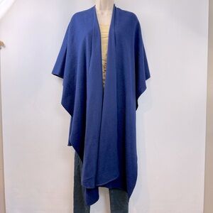 Berry Blue Fleece Open Front Poncho